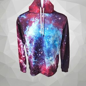 SPACE STAR TIE DYE HOODED PULLOVER SWEATSHIRT SIZE L/XL NWOT